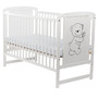 Babyneeds - Patut din lemn de pin Timmi 120x60 cm, EN716-1, EN716-2, Inaltime saltea reglabila pe 3 nivele, Laterala cu 3 bete detasabile, Alb + Saltea 8 cm + Qmini - Masuta de schimbat, 70x50 cm, Alb - 5