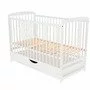 Patut din lemn bebe, 120x60 cm, Cu sertar cu capac, Din lemn de pin si mdf, Stabil si rezistent, Inaltime saltea reglabila pe 3 nivele, Laterala cu 3 bete detasabile, EN716-1, EN716-2, Alb, Babyneeds, Ola - 5