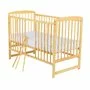 Patut din lemn bebe, 120x60 cm, Din lemn de pin, Stabil si rezistent, Inaltime saltea reglabila pe 3 nivele, Laterala cu 3 bete detasabile, EN716-1, EN716-2, Natur, Babyneeds, Ola + Saltea 10 cm - 5