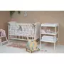 Patut din lemn bebe, 120x60 cm, Din lemn de pin si mdf, Stabil si rezistent, Inaltime saltea reglabila pe 3 nivele, Laterala cu 3 bete detasabile, EN716-1, EN716-2, Alb, Babyneeds, Timmi + Saltea 10 cm - 9