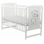 Patut din lemn bebe, 120x60 cm, Din lemn de pin si mdf, Stabil si rezistent, Inaltime saltea reglabila pe 3 nivele, Laterala cu 3 bete detasabile, EN716-1, EN716-2, Alb, Babyneeds, Timmi + Saltea 8 cm - 2