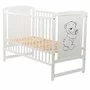 Patut din lemn bebe, 120x60 cm, Din lemn de pin si mdf, Stabil si rezistent, Inaltime saltea reglabila pe 3 nivele, Laterala cu 3 bete detasabile, EN716-1, EN716-2, Alb, Babyneeds, Timmi + Saltea 8 cm - 7