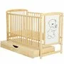 Patut din lemn bebe, 120x60 cm, Cu sertar cu capac, Din lemn de pin si mdf, Stabil si rezistent, Inaltime saltea reglabila pe 3 nivele, Laterala cu 3 bete detasabile, EN716-1, EN716-2, Natur, Babyneeds, Timmi - 5