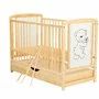 Patut din lemn bebe, 120x60 cm, Cu sertar cu capac, Din lemn de pin si mdf, Stabil si rezistent, Inaltime saltea reglabila pe 3 nivele, Laterala cu 3 bete detasabile, EN716-1, EN716-2, Natur, Babyneeds, Timmi - 8