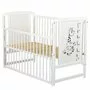 Patut din lemn bebe, 120x60 cm, Cu laterala culisanta, Din lemn de pin si mdf, Stabil si rezistent, Inaltime saltea reglabila pe 3 nivele, Laterala cu 3 bete detasabile, EN716-1, EN716-2, Alb, Babyneeds, Timmi Girafa - 8