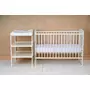 Patut din lemn bebe, 120x60 cm, Din lemn de pin si mdf, Stabil si rezistent, Inaltime saltea reglabila pe 3 nivele, Laterala cu 3 bete detasabile, EN716-1, EN716-2, Alb, Babyneeds, Timmi Girafa + Saltea 10 cm - 3