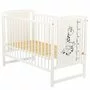 Patut din lemn bebe, 120x60 cm, Din lemn de pin si mdf, Stabil si rezistent, Inaltime saltea reglabila pe 3 nivele, Laterala cu 3 bete detasabile, EN716-1, EN716-2, Alb, Babyneeds, Timmi Girafa + Saltea 10 cm - 4