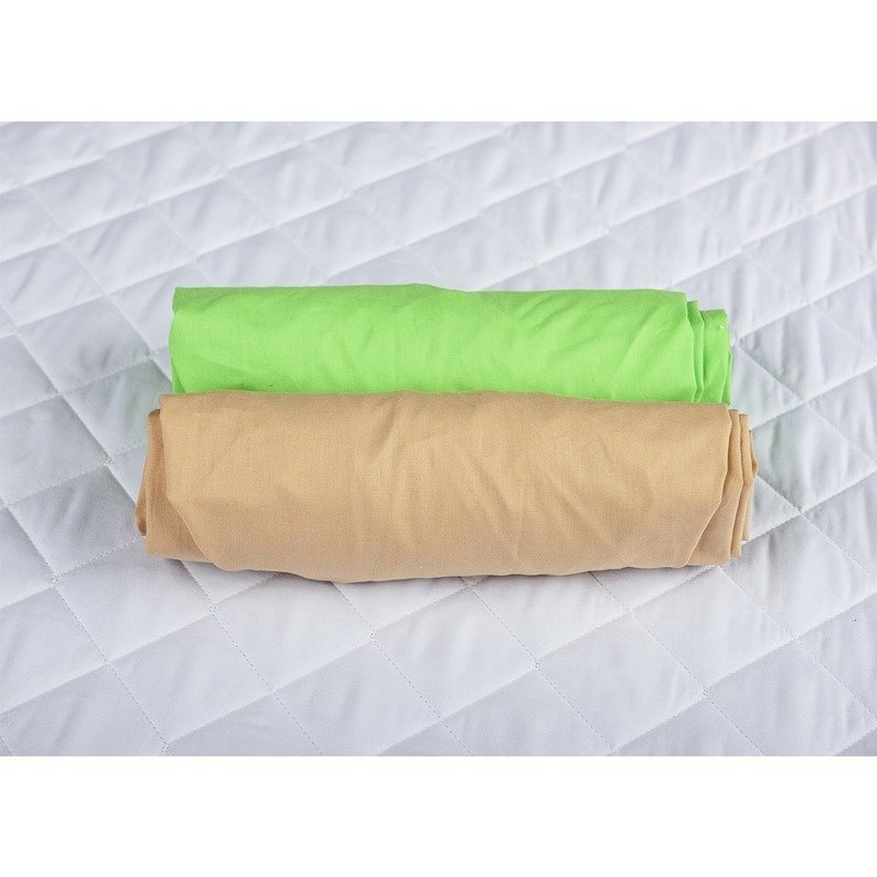 Babyneeds - set 2 cearceafuri cu elastic 120x60 cm, cappuccino+verde
