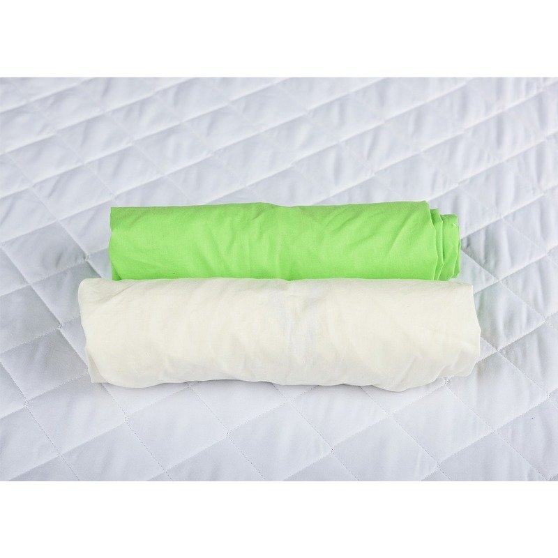 Babyneeds - set 2 cearceafuri cu elastic 140x70 cm, verde+alb
