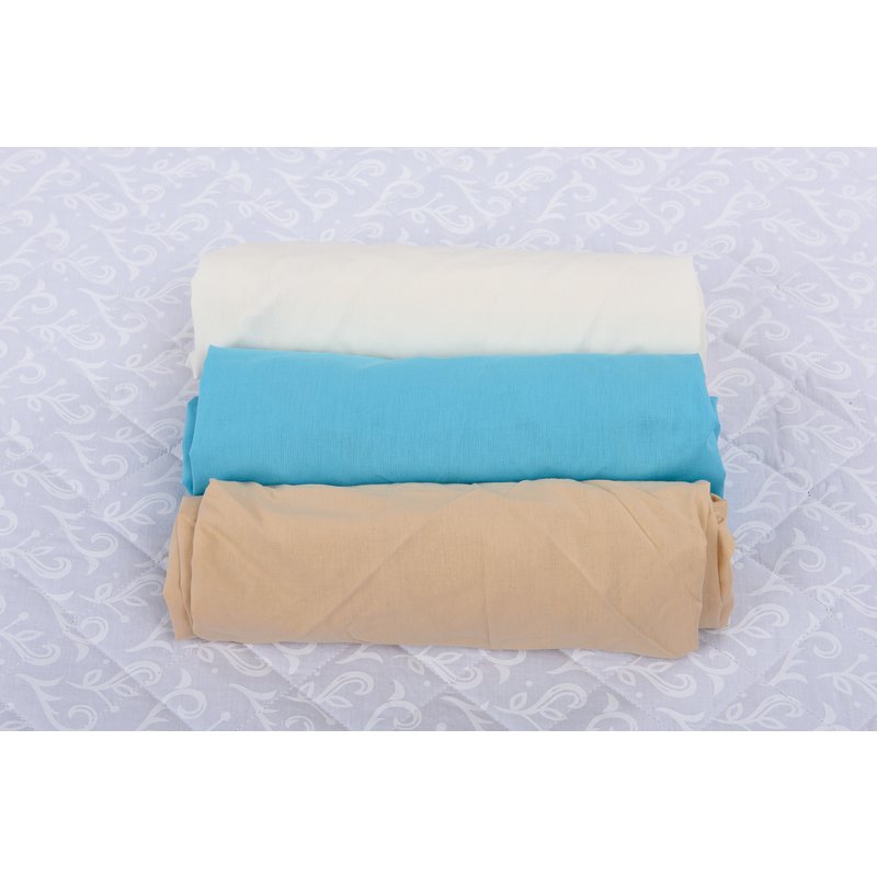 Babyneeds - set 3 cearceafuri cu elastic 120x60 cm, alb+bleu+cappuccino