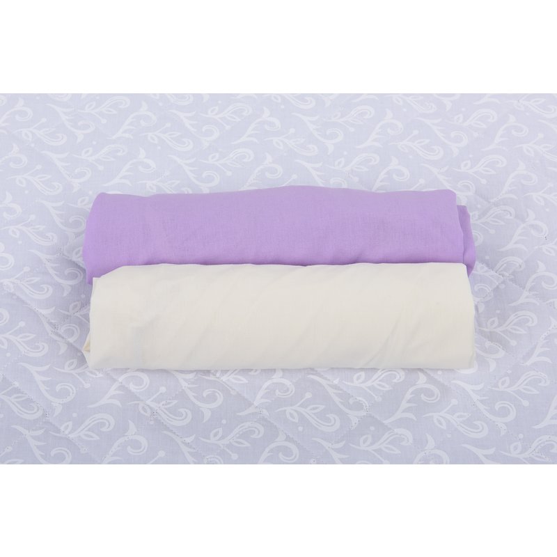 Babyneeds - set 2 cearceafuri cu elastic 120x60 cm, lila+crem