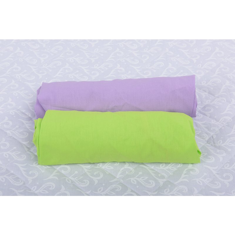 Babyneeds - set 2 cearceafuri cu elastic 120x60 cm, lila+verde