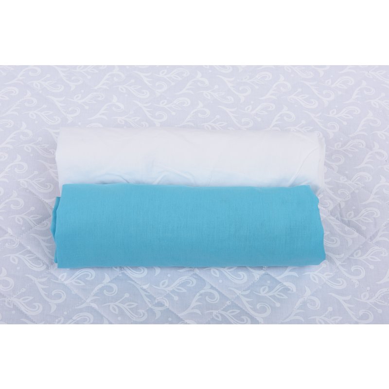Babyneeds - set 2 cearceafuri cu elastic 140x70 cm, alb+bleu