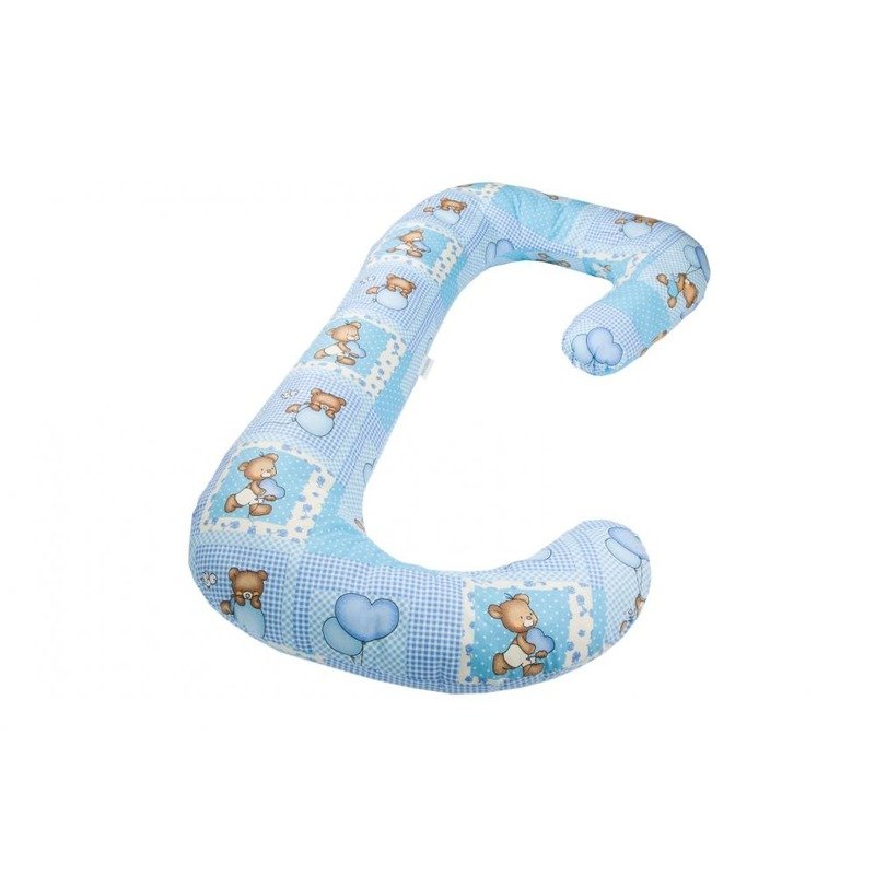 BabyNeeds - Perna 3 in 1 pentru gravide si bebelusi Soft, Cu husa din bumbac, Ursuleti albastri