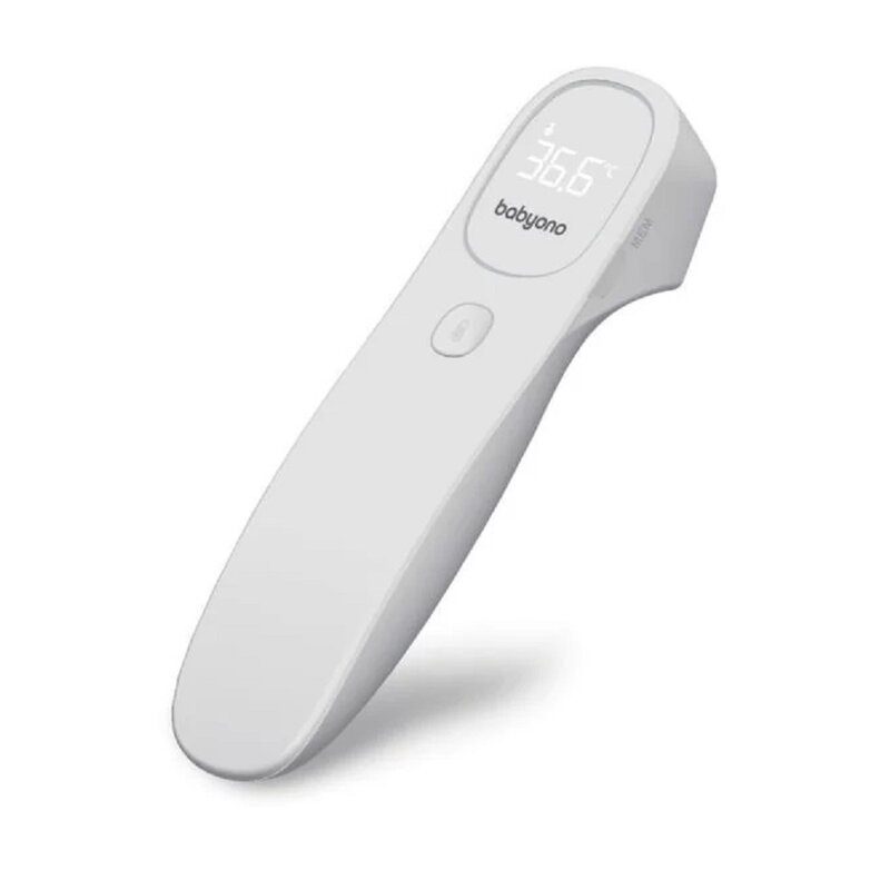 Termometru digital non-contact, BabyOno, Cu afisaj electronic si infrarosu, Testat medical, Alb