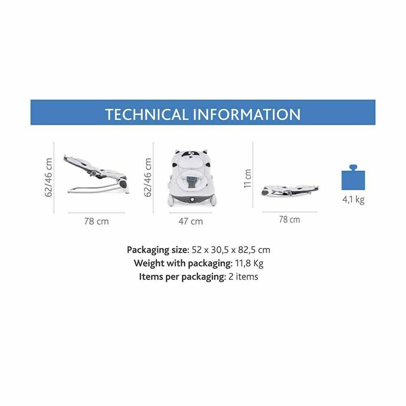 Balansoar muzical chicco balloon, vibratii si luminite, foxy (gri), 0luni+