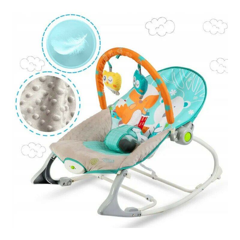 Balansoar pentru copii, cu vibratii, 2 trepte de inclinare, bara de jucarii, Ricokids, Blue / Orange