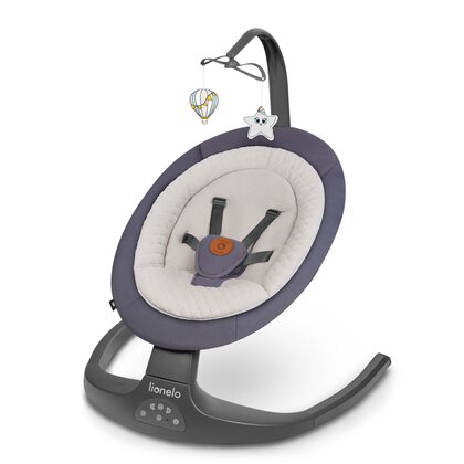 Balansoar si sezlong, Lionelo, Ralf, 2 in 1, Electric, Cu telecomanda si cablu USB, Cu miscare laterala de balansare si 5 niveluri diferite de viteza, Cu 12 melodii, Gri Grafit, Resigilat