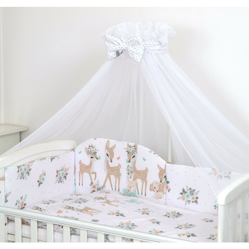 Amy - baldachin , caprioara , din tul, funda cu buline, suport de prindere inclus, 300x160 cm