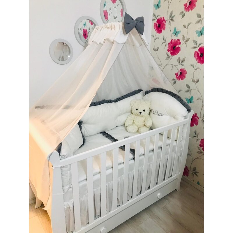 Deseda - baldachin din voal 300 cm 120x60 cm alb cu fundita colorata