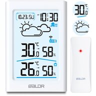 Statie Meteo, Baldr, Fara fir cu Senzor Exterior, Cu termometru si higrometru, Prognoza Meteo, Masurare temperatura si umiditate, Ceas cu alarma, Display LCD de 4.5 Inch, Alb