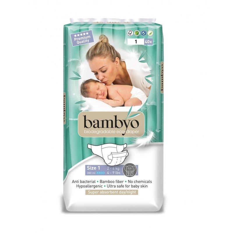 Bambyo - Scutece eco unica folosinta, nr 1, 40 buc