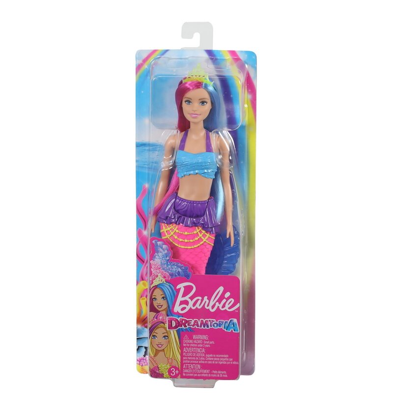 Mattel - papusa barbie sirena, cu coronita verde