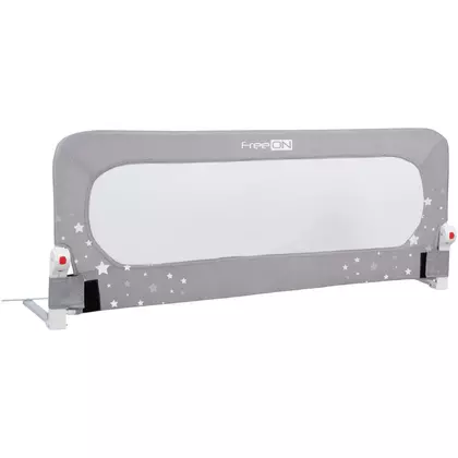 Protectie laterala pat, FreeON, Pentru bebe, Rabatabila, Instalare usoara, Dimensiune 135 x 57 cm, Little Stars, Conform cu standardul european BS7972:2001+A12009, Grey