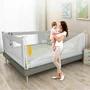 Bariera protectie pat, Primabobo, Bears, XXL, Culisanta, Cu inaltime reglabila 68-98 cm, 140 cm, Gri - 6