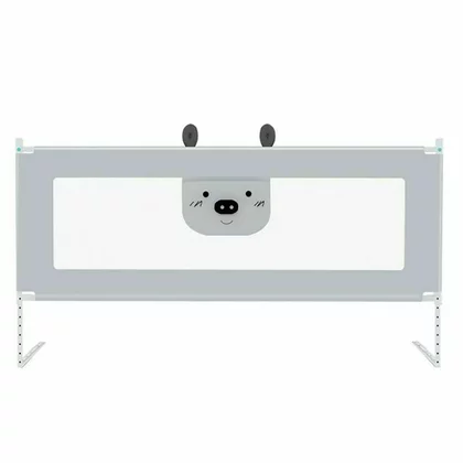 Bariera protectie pat, Primabobo, Bears, XXL, Culisanta, Cu inaltime reglabila 68-98 cm, 140 cm, Gri