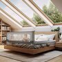 Bariera protectie pat, Primabobo, Velvo, Rabatabila, Instalare usoara, Inaltime reglabila 69-80 cm, Lungime 140 cm, Cu plasa respirabila, Sistem unic de pliere, Conform EN71, Alb/Gri - 1