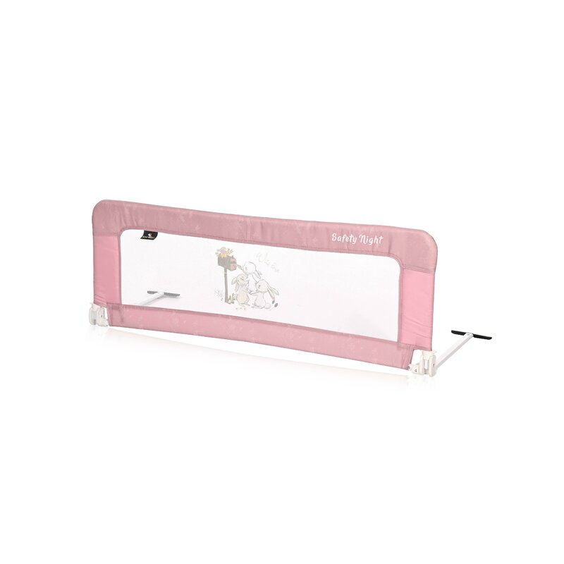 Lorelli - Bariera protectie pat Safety Night , Rabbits, 118x44 cm, Bej/Roz