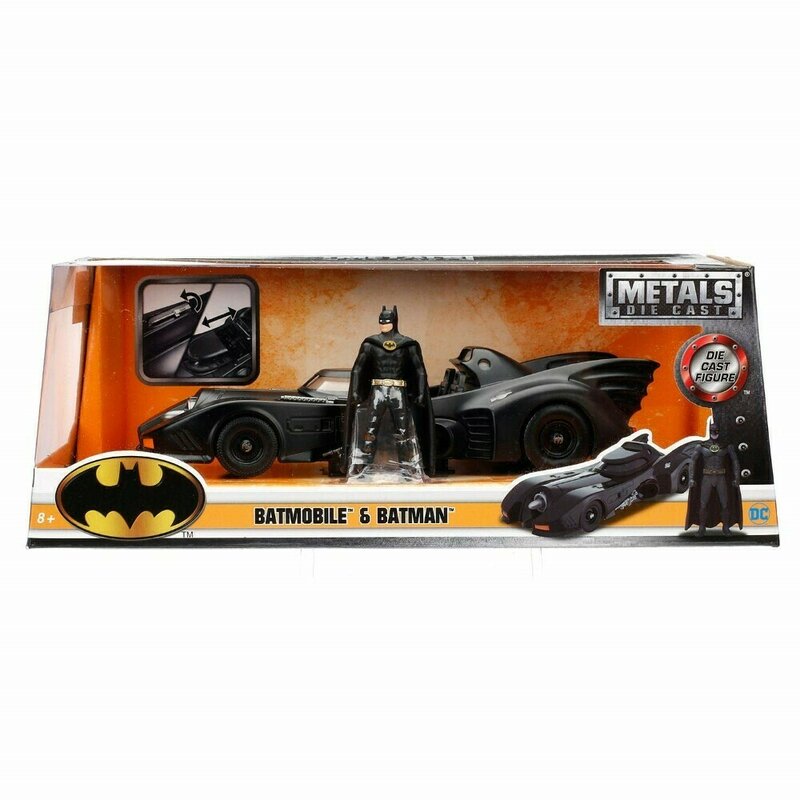 Simba - Masinuta Batmobile 1989 , Batman, Metalica, Cu figurina, 20 cm