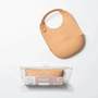 Baveta bebelusi Miniware Roll & Lock, 100% din silicon alimentar, Toffee - 1
