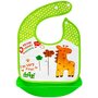 Baveta impermeabila, Bocioland, Giraffe, Cu buzunar detasabil, Dimensiune 21x21 cm, Verde