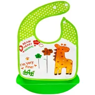 Baveta impermeabila, Bocioland, Giraffe, Cu buzunar detasabil, Dimensiune 21x21 cm, Verde