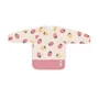 Baveta impermeabila, Petite&Mars, Cu maneci lungi, Usor de curatat, inchidere prin velcro, Dimensiune 38x42 cm, 24 luni+, Beige Strawberies - 1