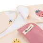 Baveta impermeabila, Petite&Mars, Cu maneci lungi, Usor de curatat, inchidere prin velcro, Dimensiune 38x42 cm, 24 luni+, Beige Strawberies - 5