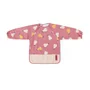 Baveta impermeabila, Petite&Mars, Cu maneci lungi, Usor de curatat, inchidere prin velcro, Dimensiune 38x42 cm, 24 luni+, Pink Pears