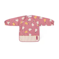 Baveta impermeabila, Petite&Mars, Cu maneci lungi, Usor de curatat, inchidere prin velcro, Dimensiune 38x42 cm, 24 luni+, Pink Pears