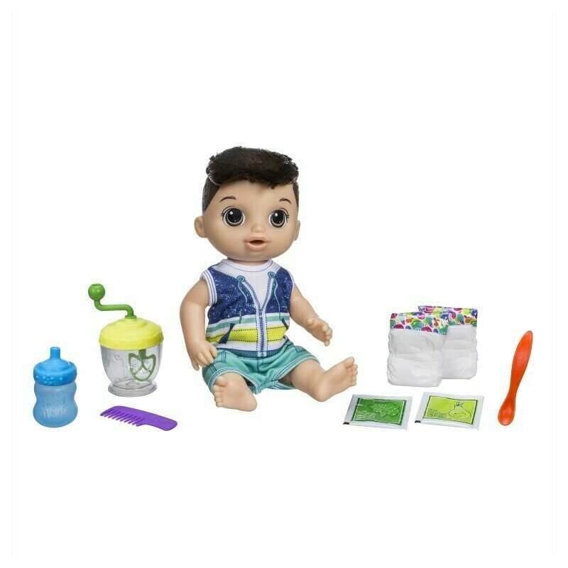 Hasbro - Papusa bebelus Baietel brunet , Baby alive, Multicolor