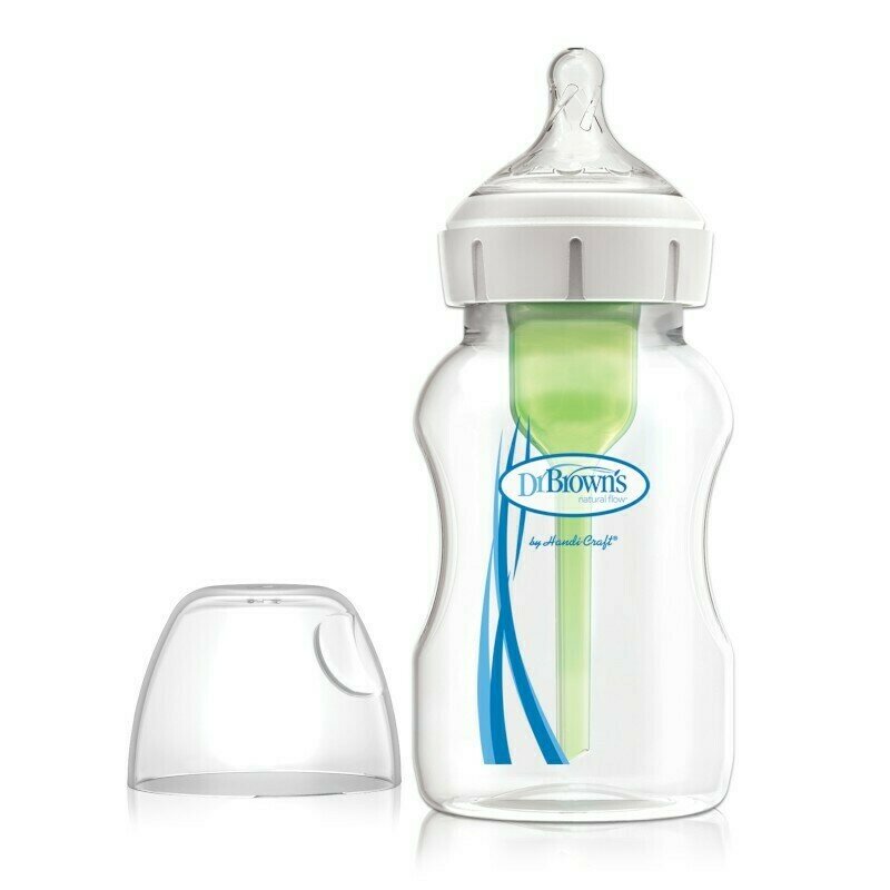 Dr. brown's - biberon anti-colici cu gat larg options plus pp, 330 ml. cu tetina nivel 2 (3-6 luni)