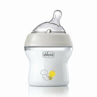 Biberon bebelusi, Chicco, Natural Feeling, Anti-colici, Silicon moale, Ergonomic, 150 ml, Fara BPA, 0 luni+, Gri