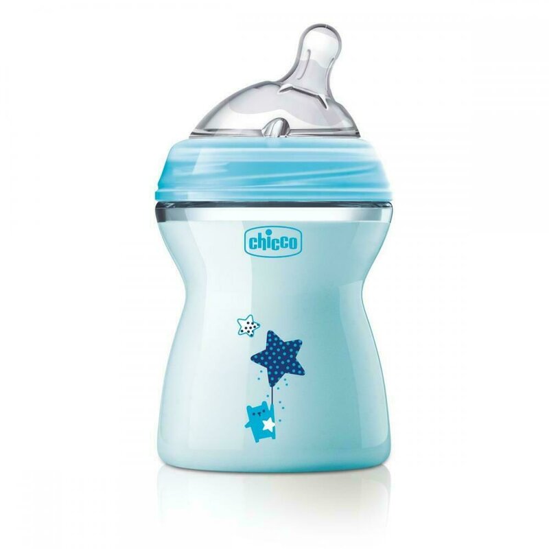 Chicco - Biberon Natural Feeling, bleu, 250ml, t.s., 2luni+, 0%BPA