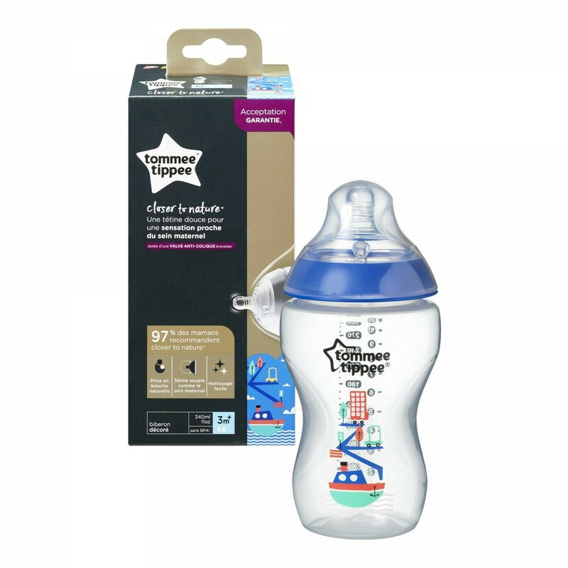 Biberon decorat 340ml, Tommee Tippee, 1 buc, baieti