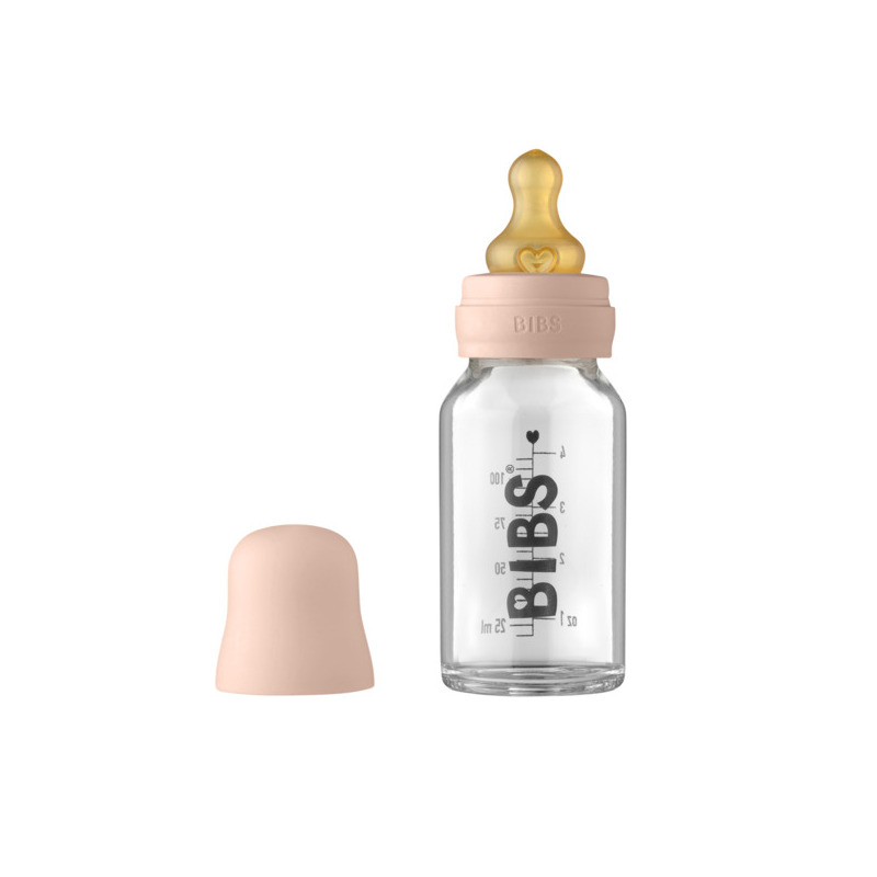 BIBS - Set complet biberon din sticla anticolici, 110 ml, Blush