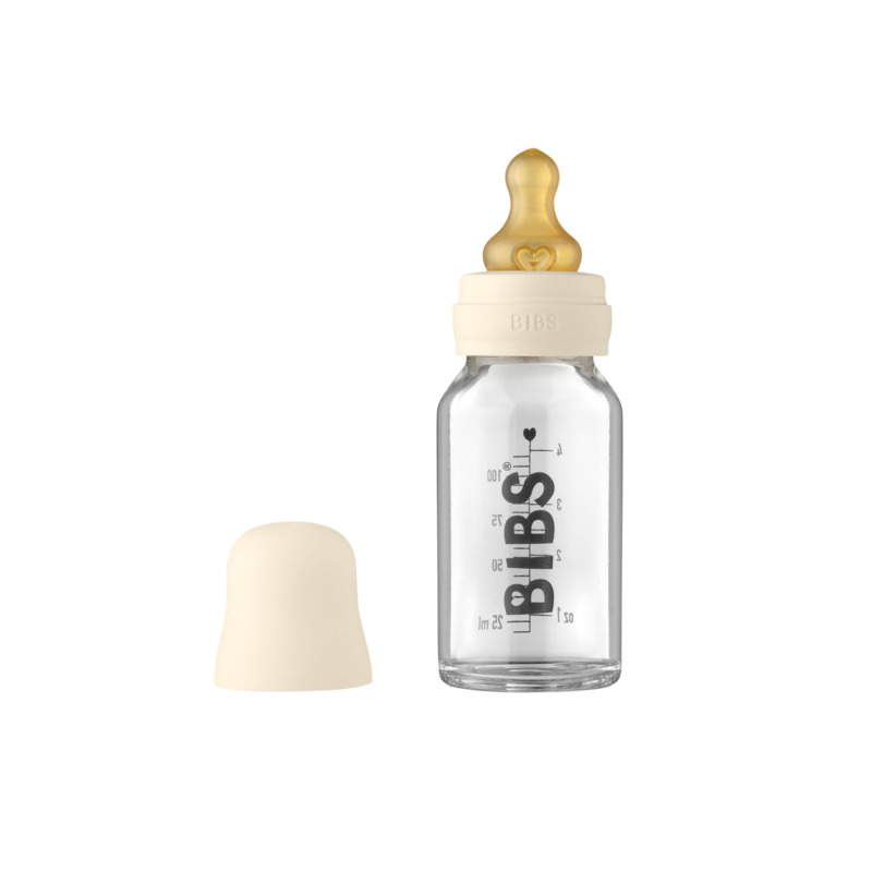 BIBS - Set complet biberon din sticla anticolici, 110 ml, Ivory