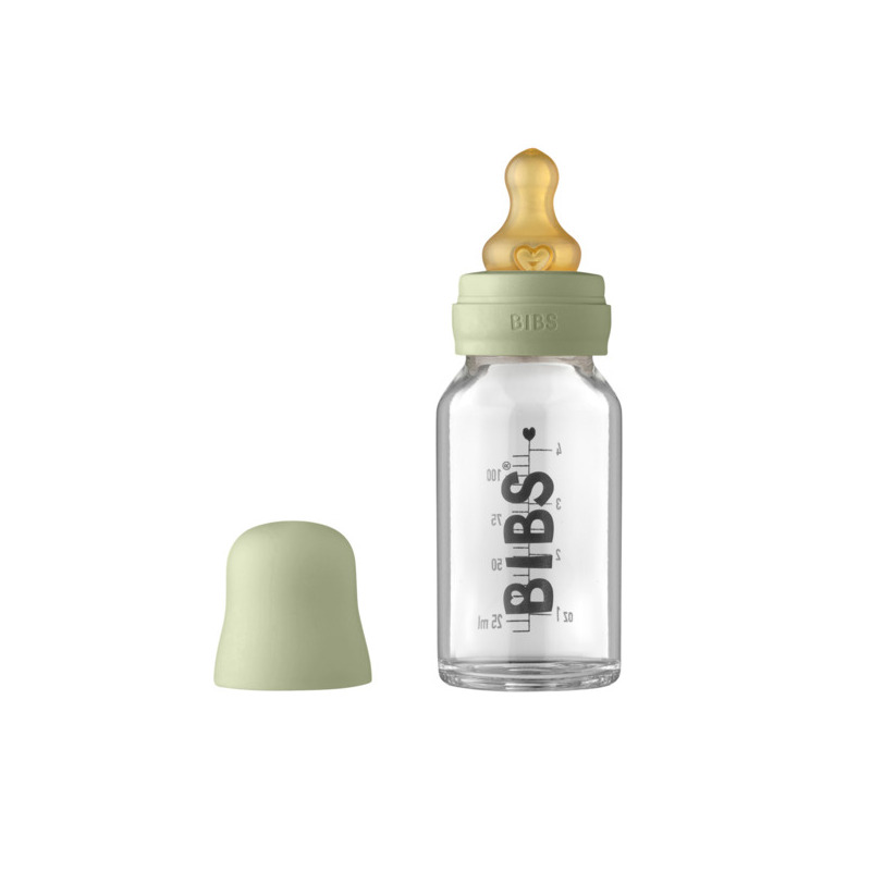 BIBS - Set complet biberon din sticla anticolici, 110 ml, Sage