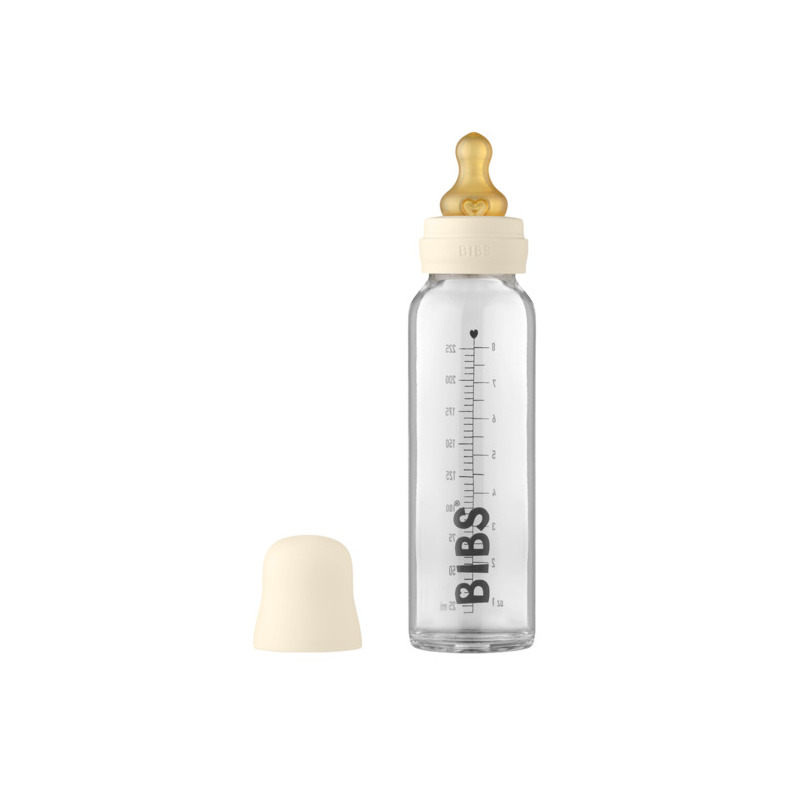 BIBS - Set complet biberon din sticla anticolici, 225 ml, Ivory