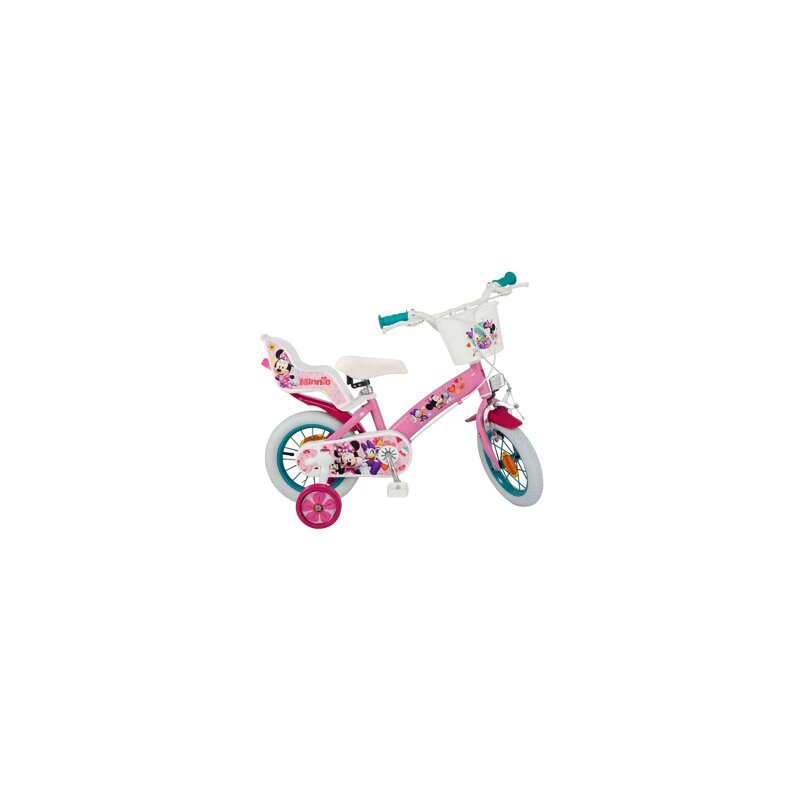 Toimsa - bicicleta cu pedale , minnie mouse, 12 , cu roti ajutatoare, multicolor
